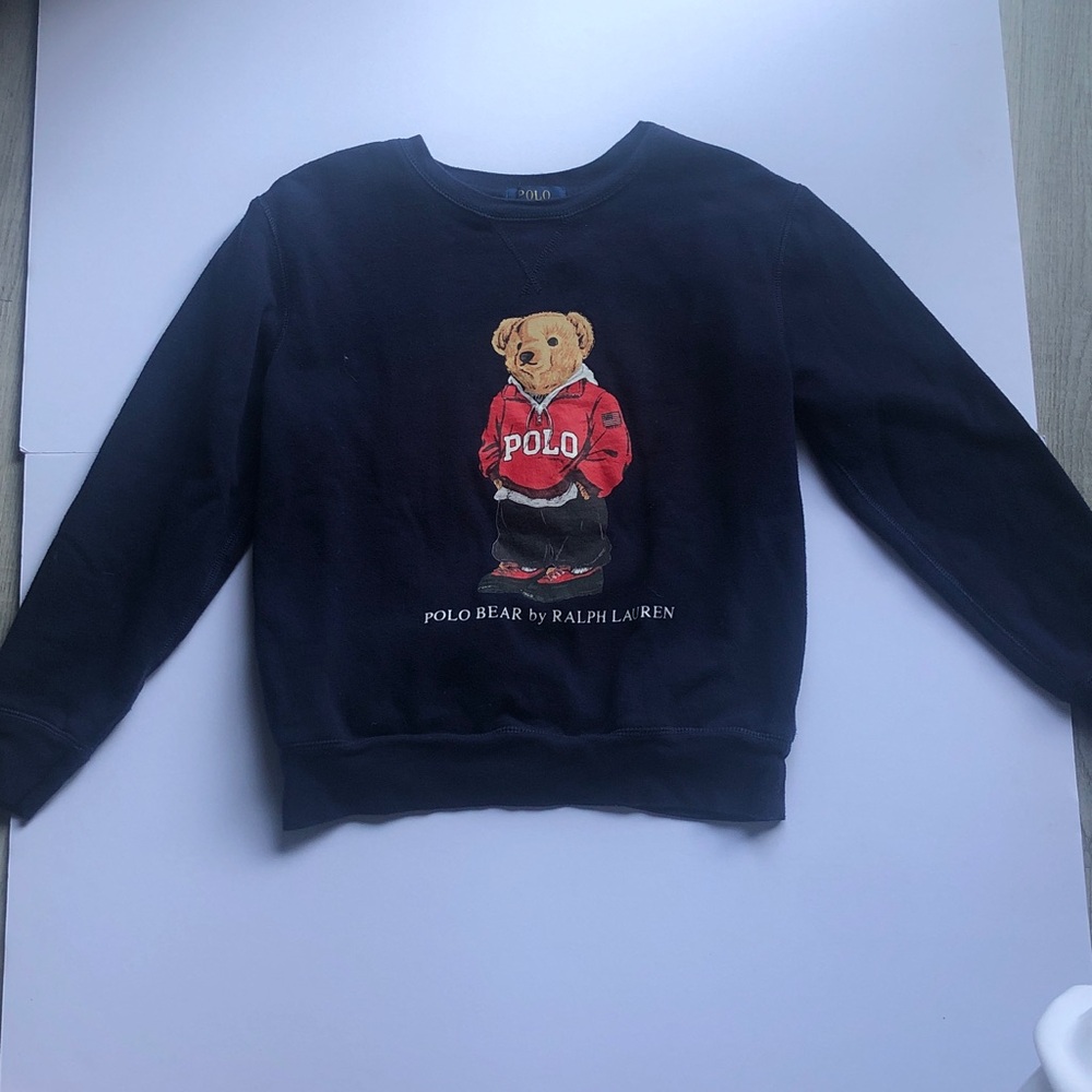 Polo by Ralph Lauren Navy Blue Crewneck Polo Bear Sweatshirt Kids Medium